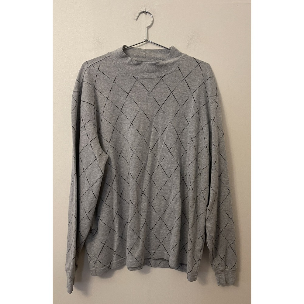 Lands End Sweater Mens XL Gray Long Sleeve Cotton Pullover, Lands End XL
